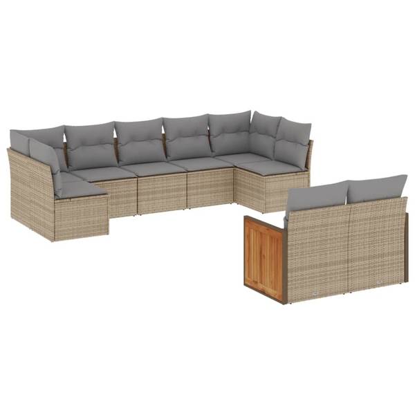 Salon de jardin 3035019-1 lot de 9 Beige - Gris lumineux