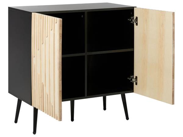 Sideboard DALCROSS Schwarz - Braun - Bambus - 80 x 80 x 43 cm