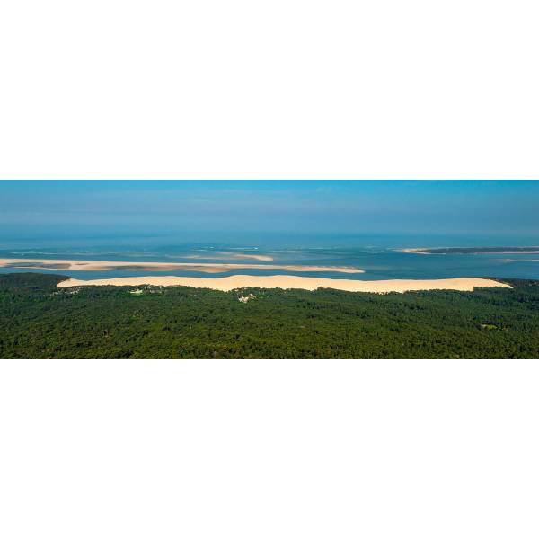 Tableau mural Arcachon vue 45x135 cm Bleu - Acacia - 135 x 45 x 3 cm