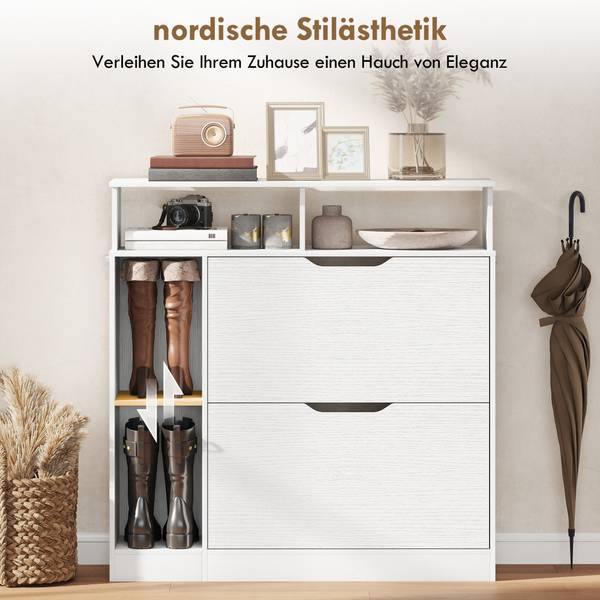 Schuhschrank 837-743V90WT Weiß - Holzwerkstoff - 25 x 92 x 89 cm