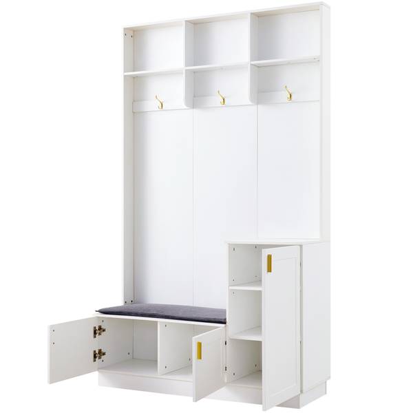 Garderoben-Set Neptunus Ⅱ Weiß - Holzwerkstoff - Metall - 12 x 200 x 120 cm