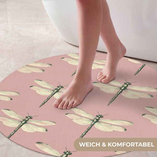 BADEZIMMERTEPPICH Libellen Pink - Microfaser - 70 x 70 x 1 cm