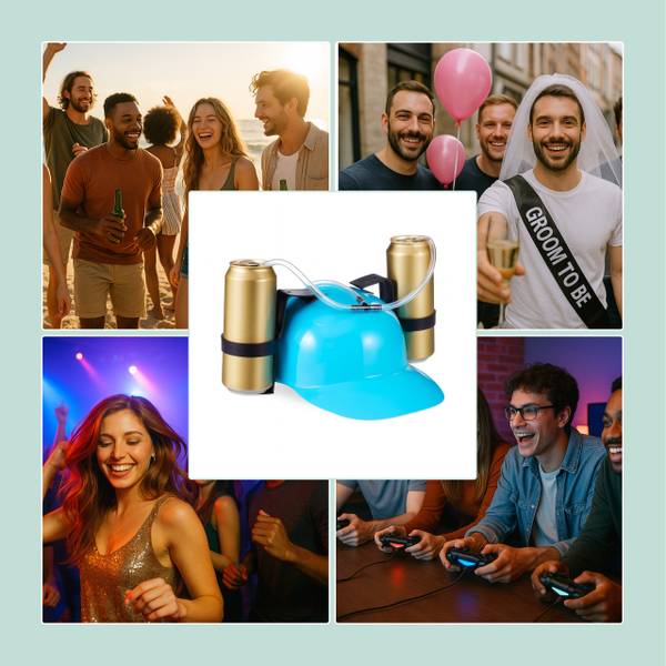 Party Trinkhelm Schwarz - Hellblau - Durchsichtig - Anzahl Teile im Set: 1