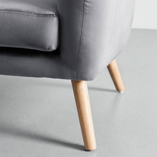 2-Sitzer-Sofa BRUNO Grau - Textil - Holz teilmassiv - 124 x 68 x 71 cm