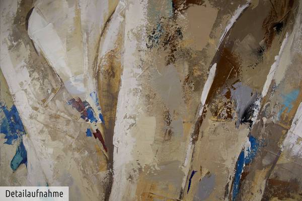 Acrylbild Handgemalt Frau Jec Blau - Baumwollstoff - 60 x 120 x 4 cm