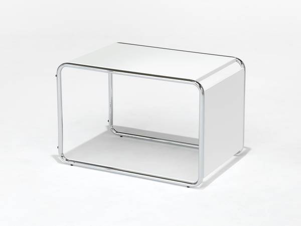 Kleiner Couchtisch, Designer Tisch Weiß Silber - Weiß - Metall - Kunststoff - 45 x 67 x 45 cm