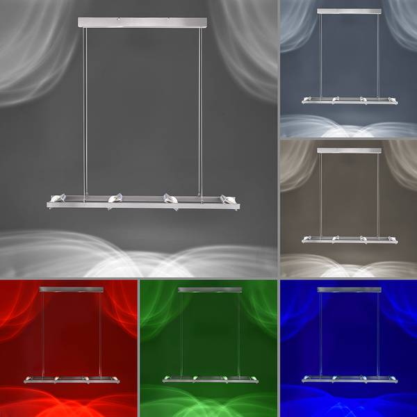LED Pendellampe Q-FISHEYE Smart Home Silber - Aluminium - 17 x 120 x 99 cm