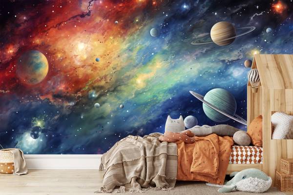 Fototapete WELTRAUM Planeten Sterne Rot - 315 x 210 x 210 cm