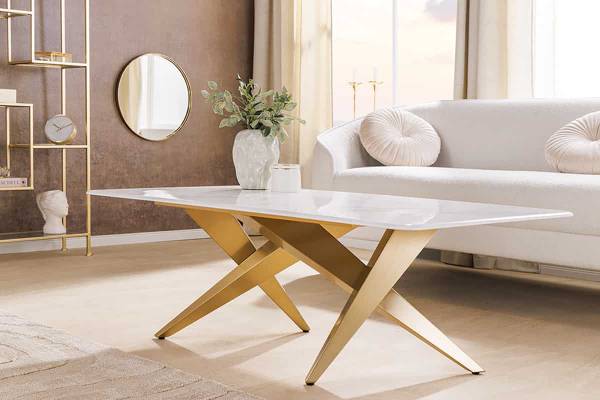 Couchtisch ART LIVING Weiß - Marmor - 130 x 45 x 70 cm