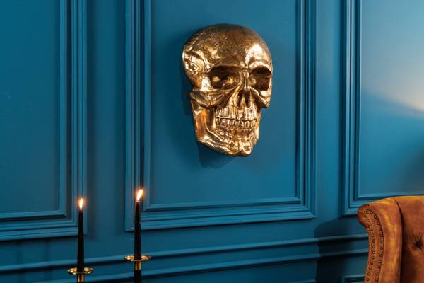 Wandskulptur SKULL XXL Gold - Kunststoff - 30 x 40 x 15 cm