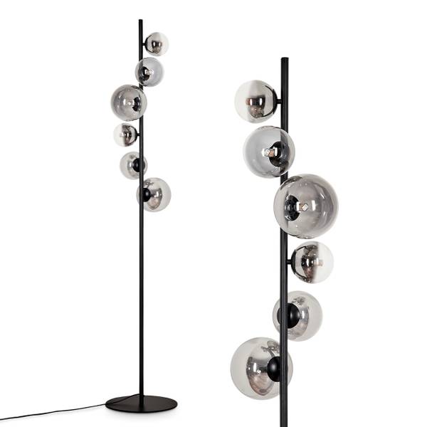 Stehlampe Garaguso Glas Grau - Durchsichtig - 80 x 160 x 80 cm - Durchmesser: 30 cm - Flammenanzahl: 6