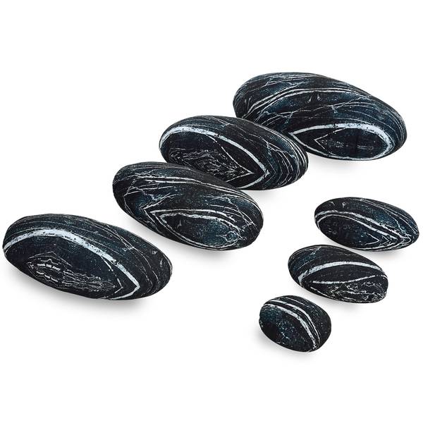 Dekokissen SCHWARZER MARMOR 7er Set Schwarz - Textil - 20 x 15 x 40 cm