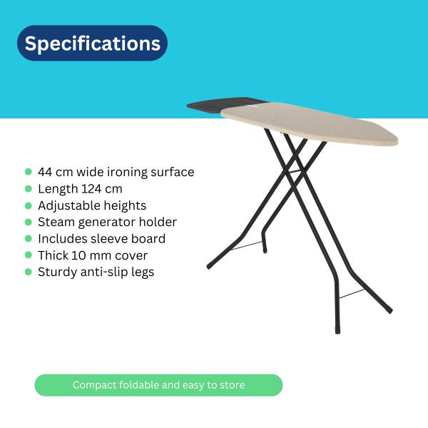 Bügelbrett Everest Pro Beige - Metall - 44 x 96 x 154 cm