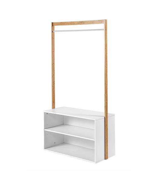 Garderobenständer mit Stauraum Weiß - Massivholz - 40 x 171 x 90 cm