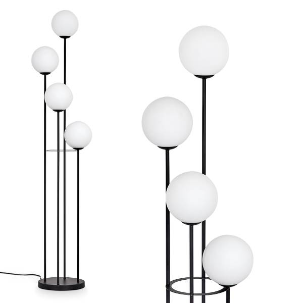 Stehlampe Cesaro Weiß - Aluminium - Klarglas - 17 x 149 x 83 cm