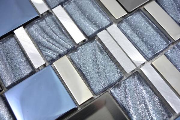 Mosaikfliesen 88-0017 Silber - Glas - 30 x 30 x 30 cm