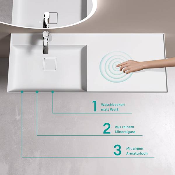 Waschbecken Col630MW-1200M Weiß - 45 x 12 x 120 cm