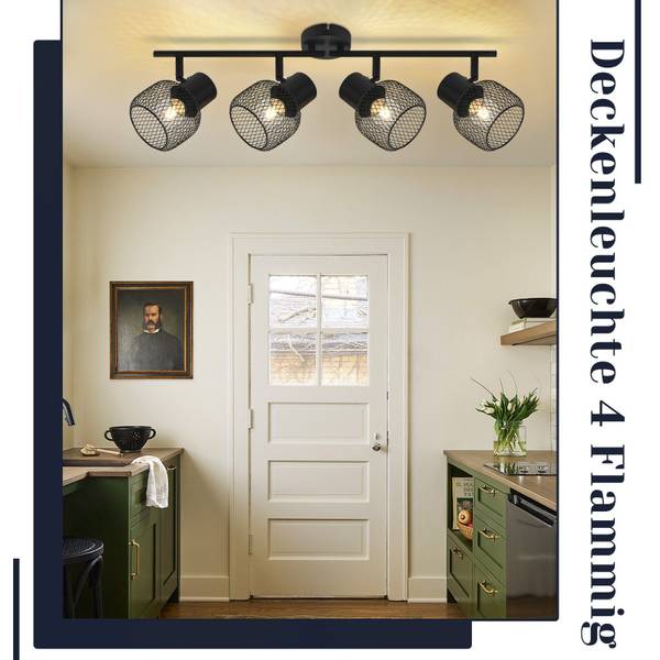 Plafonnier Lydia 4 ampoules Noir - Métal - 15 x 21 x 64 cm