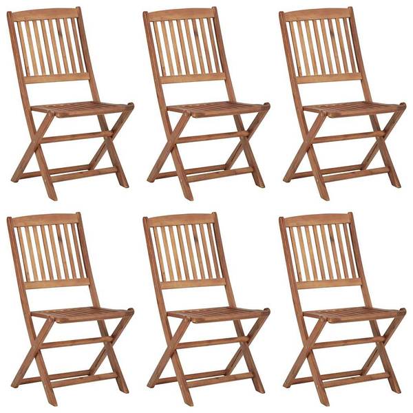 Gartenstuhl 3007930-3 6er Set Grau - Akazie - 48 x 91 x 57 cm