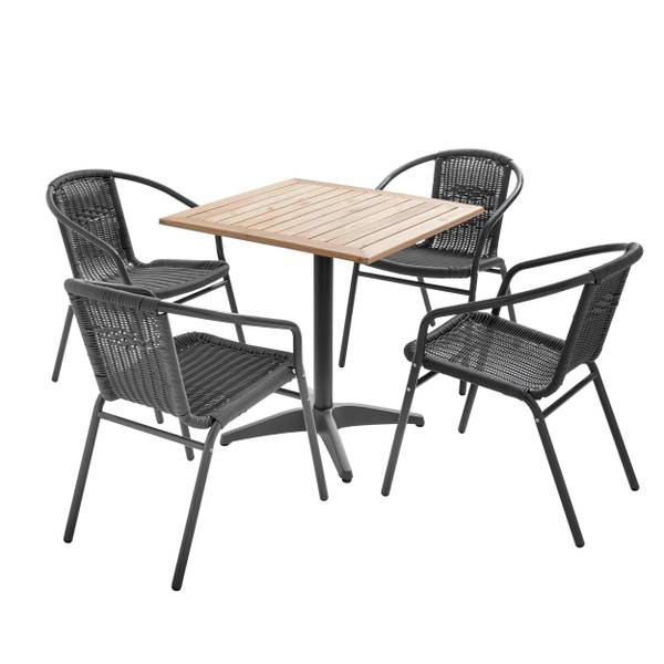 Bistrotisch mit 4 Stühle Time square Braun - Massivholz - 70 x 70 x 70 cm
