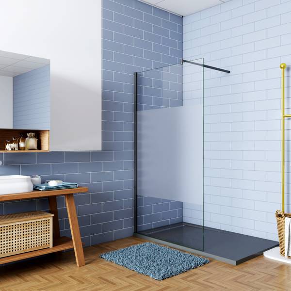 Milchglas Streifen Duschwand Walk-In Grau - Sicherheitsglas - 70 x 200 x 1 cm