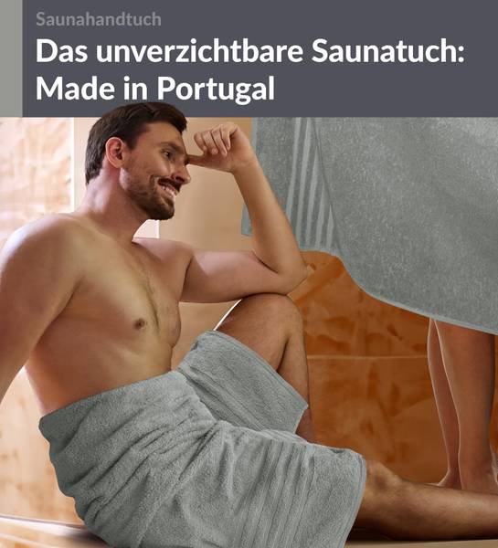 Saunahandtuch London 2er-Set Grau - Frottee - 80 x 1 x 200 cm
