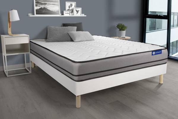 Bettgestell und Matratze Actiflex night Weiß - Massivholz - 150 x 49 x 195 cm