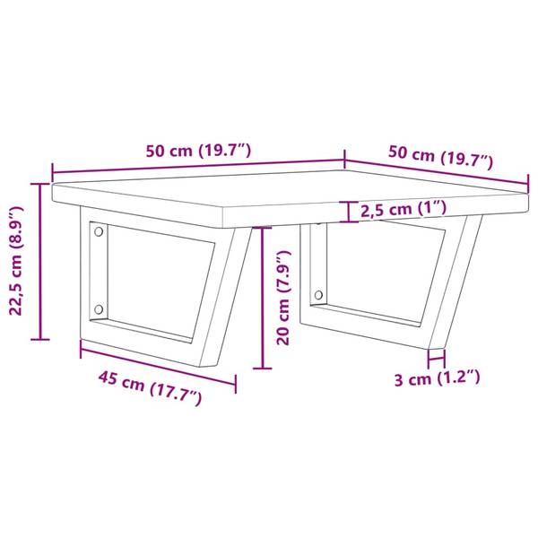 Waschtischplatte 3042574-2 Schwarz - Braun - 50 x 2 x 50 cm