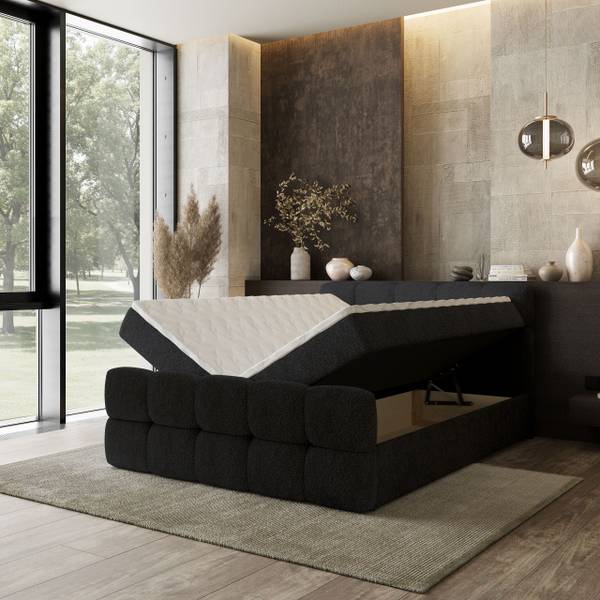 Boxspringbett BRUME Q Schwarz - Liegefläche Breite: 140 cm