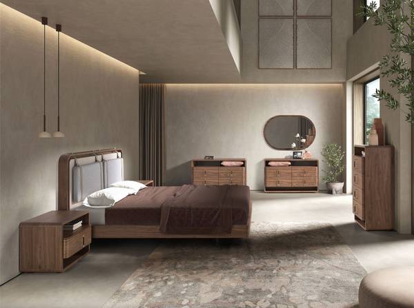 Bett 7224 Beige - Mischgewebe - Webstoff - Kiefer - Walnuss - 170 x 110 x 215 cm