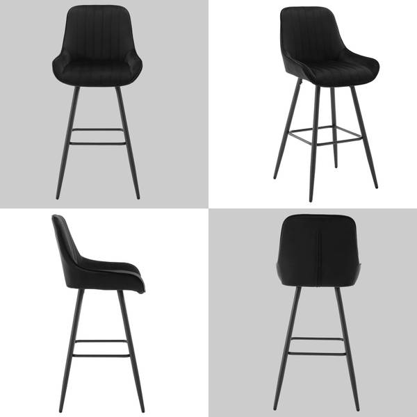 Barhocker Matt (2er Set) Schwarz - Samt - 46 x 106 x 49 cm