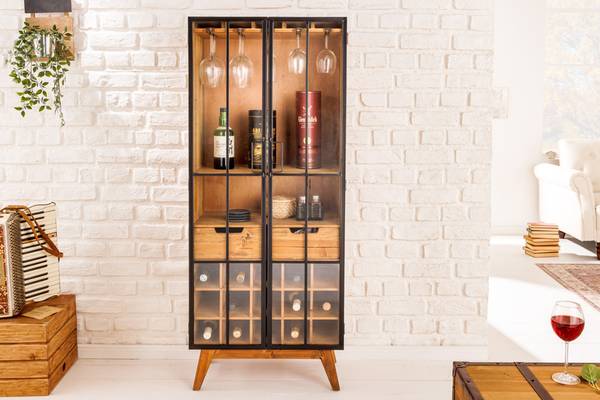 Vitrine SEVEN SEAS Braun - Massivholz - 60 x 150 x 34 cm