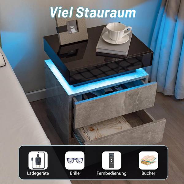 Nachttisch VH32041 Grau - Holzwerkstoff - 35 x 52 x 45 cm