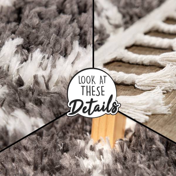 Hochflor-Teppich Orebro 170 Grau - Textil - 120 x 120 cm