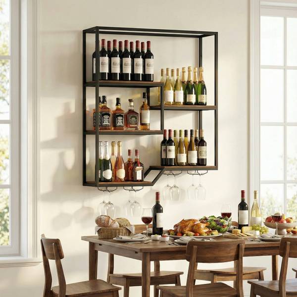 Weinregal VH35720 Schwarz - Holzwerkstoff - 30 x 112 x 102 cm