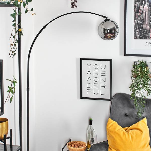 Stehlampe Cesaro Grau - Silber - Aluminium - Klarglas - Marmor - 101 x 185 x 72 cm