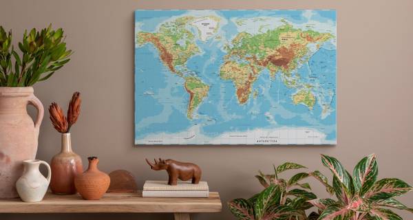 Afbeelding Canvas Wereldkaart GEOGRAFIE 100 x 70 x 70 cm