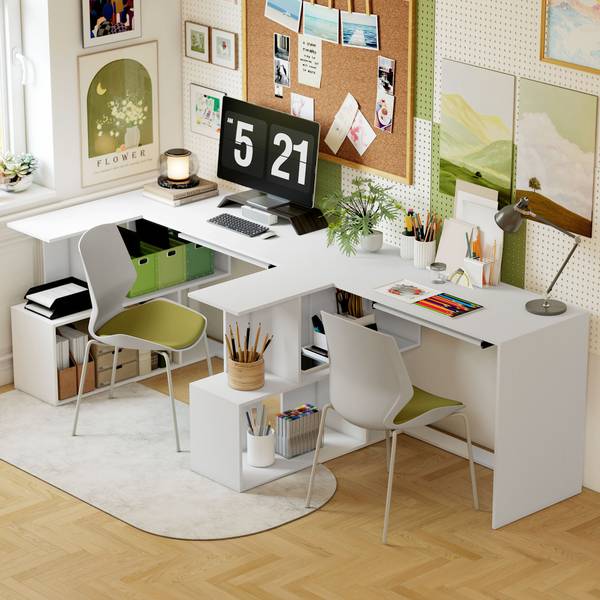 Computertisch 836-629V90WT Weiß - Holzwerkstoff - 100 x 76 x 120 cm