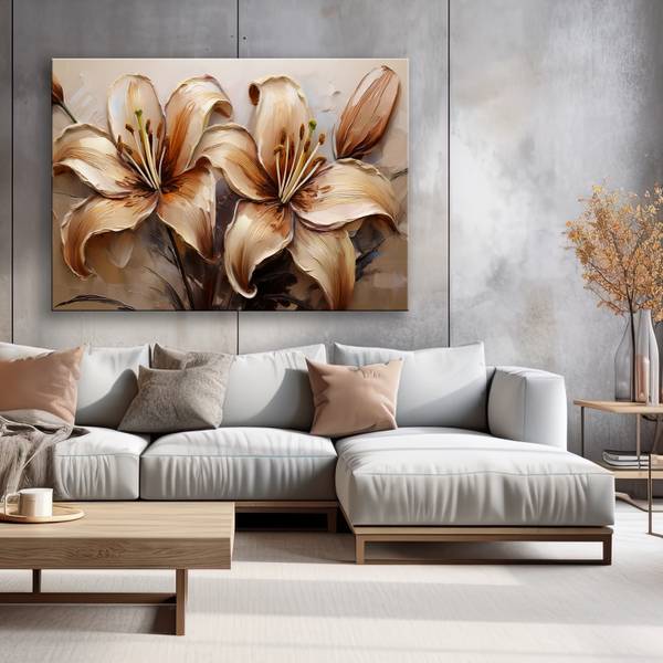 Wandbild lilien glamour blumen sepia 90 x 60 cm