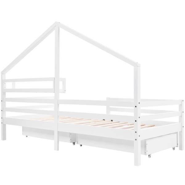 Stauraumbett HomeySHEFⅠ Weiß - Kiefer - 97 x 139 x 207 cm