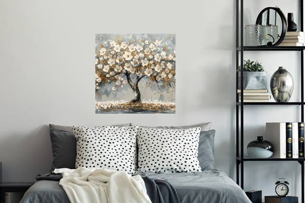 WANDTATTOO Baum Blumen Weiß - Polypropylen - 50 x 50 x 1 cm