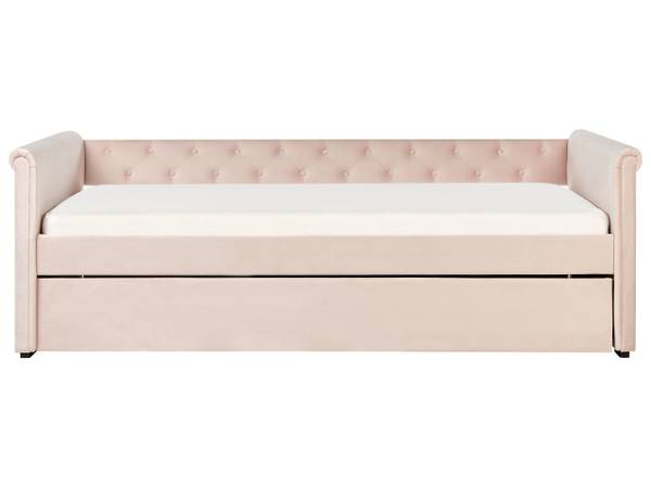 Bett LIBOURNE 3-tlg Pink - Textil - 102 x 75 x 220 cm