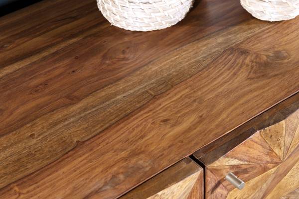 Sideboard ALPINE Braun - Gold - Sheesham - 145 x 73 x 43 cm