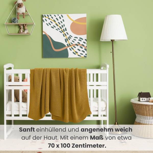 Baby-Strickdecke Babydecke premium Gelb