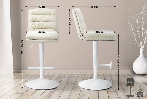 Barhocker Damar Creme - Weiß