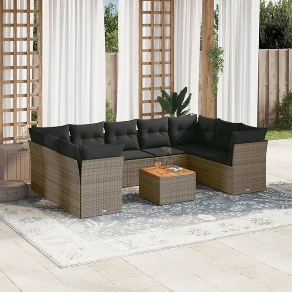 Loungeset 3035665-1 set van 10 donkergrijs - grijs