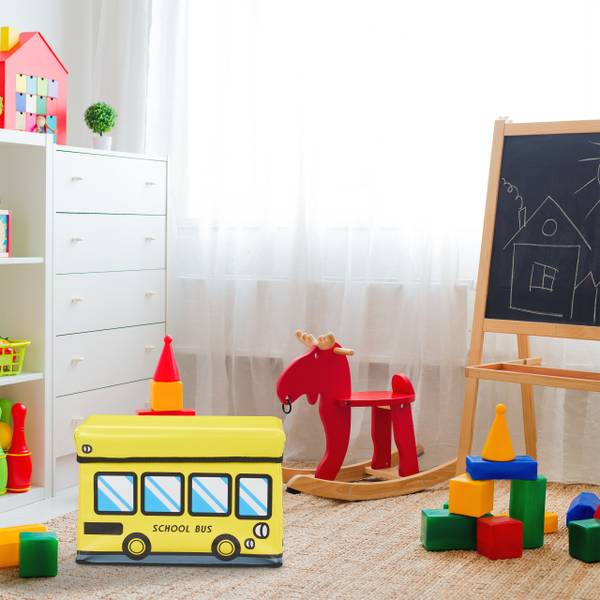 Spielzeugkiste faltbar mit Deckel Schwarz - Gelb - Holzwerkstoff - Kunststoff - 40 x 27 x 25 cm