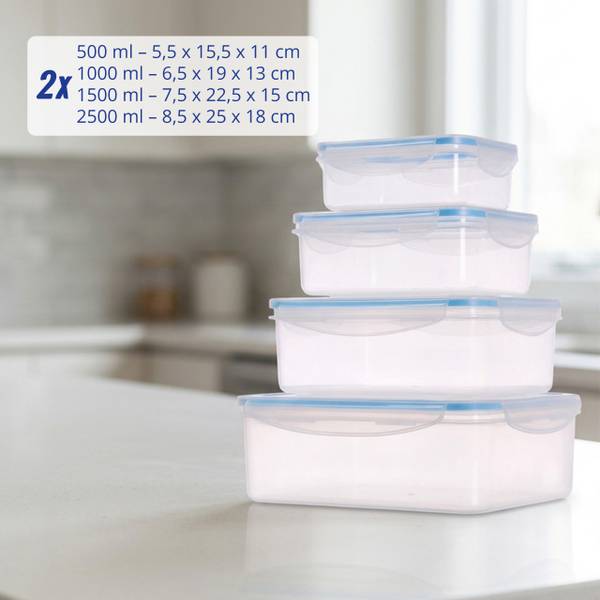 Frischhaltedose 8-tlg. Set Blau - Silikon - 25 x 9 x 18 cm