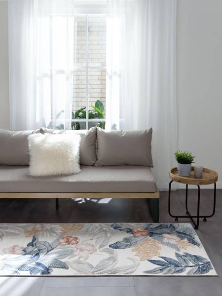 In-/Outdoorteppich Läufer Flora Weiß