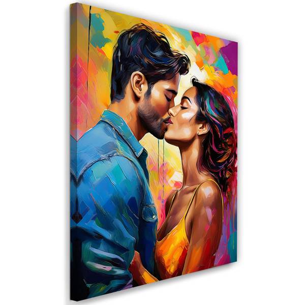 Tableau déco femme homme amour baiser 70 x 100 cm